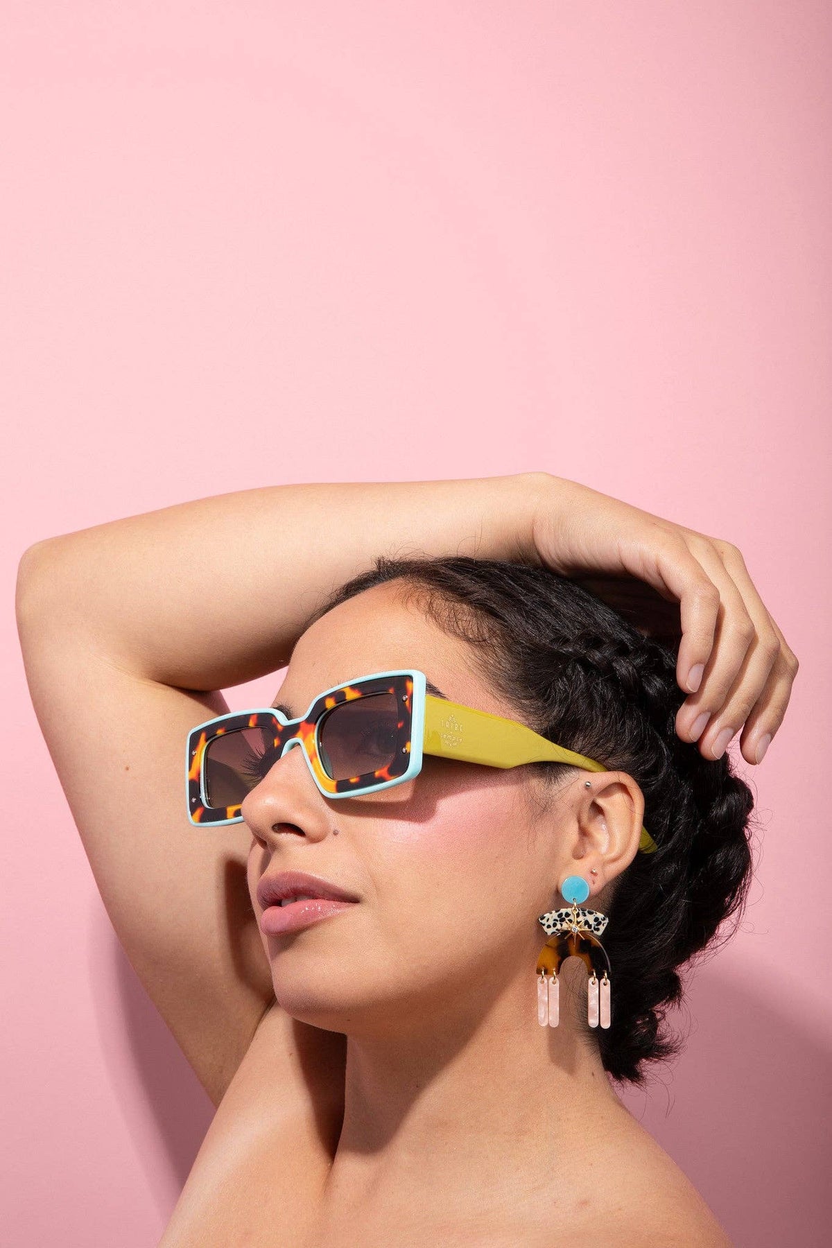 H Deco Sunglasses Chartreuse + Sky Blue