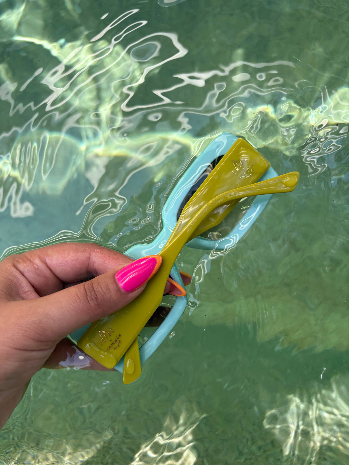 H Deco Sunglasses Chartreuse + Sky Blue