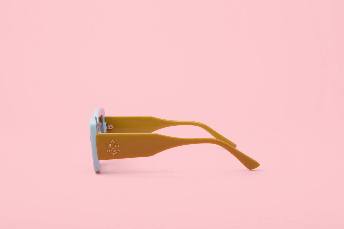 H Deco Sunglasses Chartreuse + Sky Blue