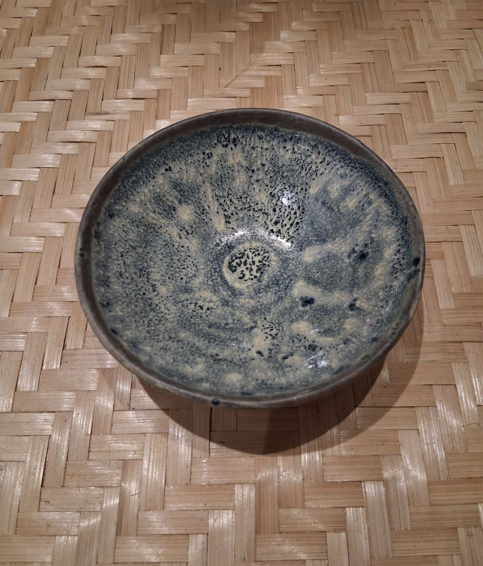 O Blue & yellow jewelry dish 4 inch non-toxic glaze by Gayle
