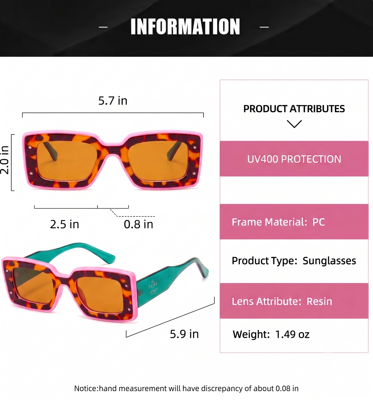 H Deco Sunglasses Pink + Red
