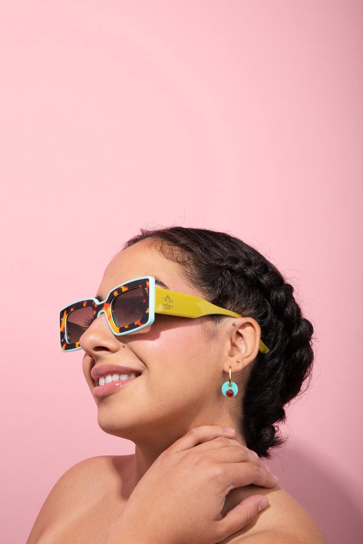 H Deco Sunglasses Chartreuse + Sky Blue