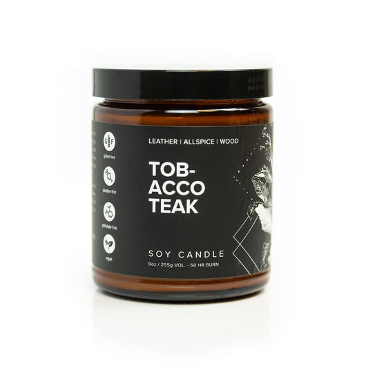 D Tobacco Teak 9oz Soy Candle