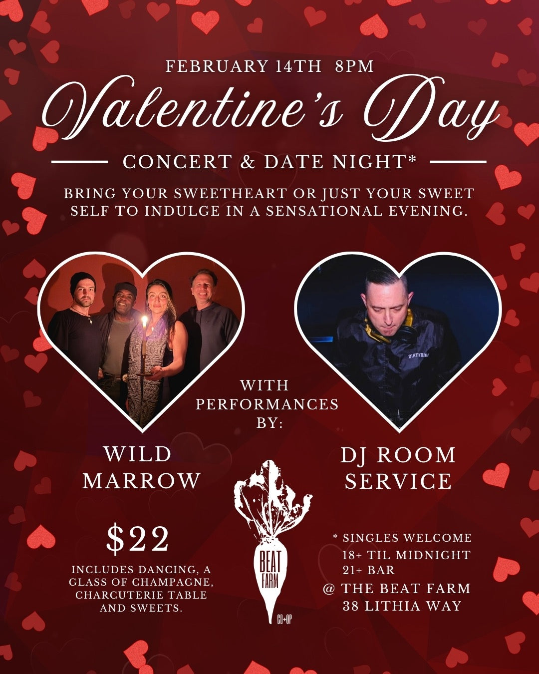 Beat Farm Ashland Presents Valentine's Day Concert & Date Night w/ WILD MARROW & DJ ROOM SERVICE